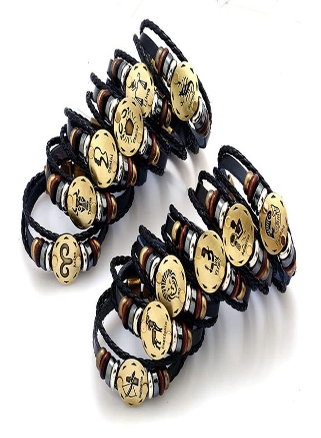 vmcoatdu 12 Zodiac Constellations Leo Retro Alloy Leather Bracelet for Constellation Braided Rope Bracelet Bangle (Leo, Wrist circumference 8.8inch/22.5cm) - Image 3